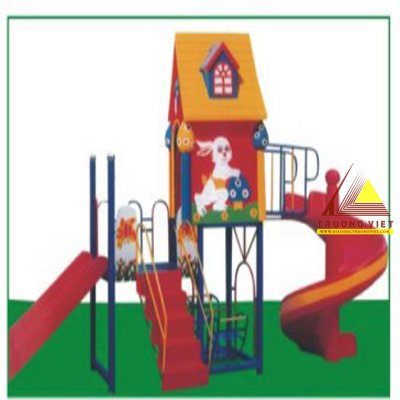 Bộ vận động liên hoàn 2 khối nhà chòi thỏ trắng của bé