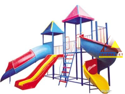 Liên hoàn 2 khối cầu trượt xoắn+ống