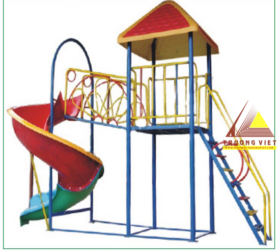 Nhà chòi 1 khối cầu trượt xoắn