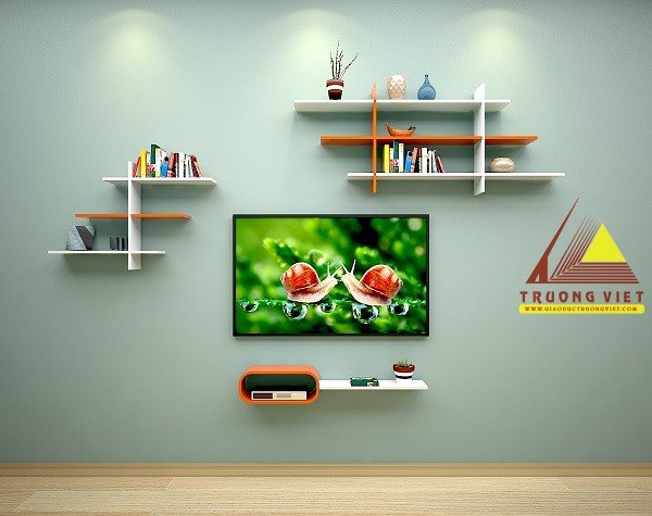 Kệ gỗ trang trí phòng khách đẹp