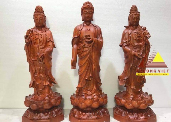 Bộ tượng Tam thế phật gỗ hương