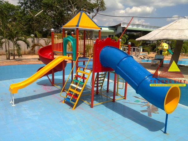 Nhà chơi 2 khối Cầu trượt ống bể bơi