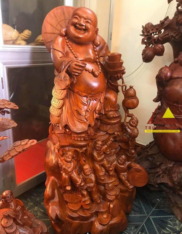 Tượng Di Lặc ngũ phúc gỗ hương