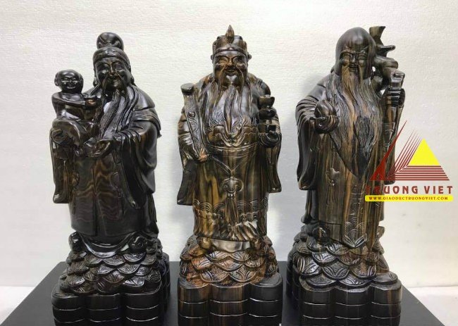 Tượng Phúc Lộc Thọ gỗ mun hoa